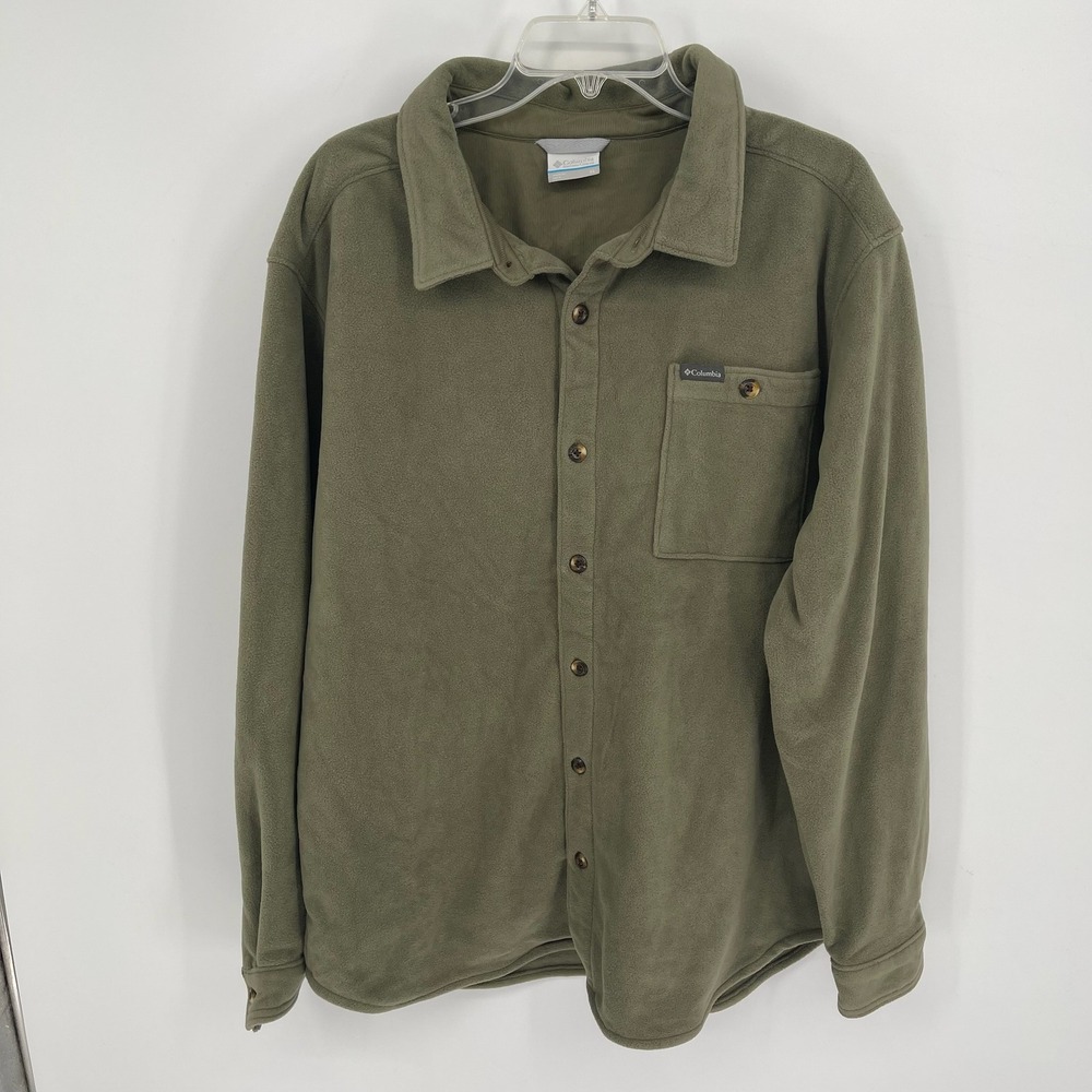 Columbia Men's Green Steens Mountain Fleece Button Up Shirt Jacket Size XL